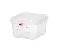HENDI Bac Gastronorm GN 1/6 avec couvercle HACCP, hermétique, résistance thermique -40°C à 100°C, 1,7L, 176x162x(H)100mm, polypropylène translucide