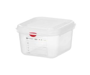 HENDI Bac Gastronorm GN 1/6 avec couvercle HACCP, hermétique, résistance thermique -40°C à 100°C, 1,7L, 176x162x(H)100mm, polypropylène translucide