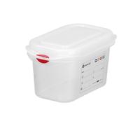 HENDI Bac Gastronorm GN 1/9 avec couvercle HACCP, hermétique, résistance thermique -40°C à 100°C, 1L, 176x108x(H)100mm, polypropylène translucide