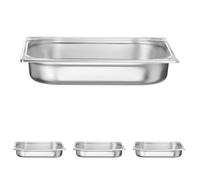 HENDI Bac Gastronorm GN 2/3, Kitchen Line, résistance thermique -40 °C à 250 °C, compatible four et bain-marie, 5,5L, 354x325x(H) 65mm, acier inoxydable (Lot de 4)