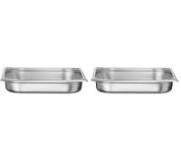HENDI Bac Gastronorm GN 2/3 perforé, Kitchen Line, résistance thermique -40 °C à 250 °C, compatible four et bain-marie, 5,5L, 354x325x(H) 65mm, acier inoxydable (Lot de 2)