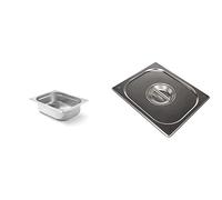 Hendi Bac Gastronorme, GN 1/2, résistance thermique -40 °C à 300 °C, utilisable dans des fours à convection, des chafing dishes, 6.5L, 325x265x(H) 100mm, inox 806838 Couvercle Gastronome