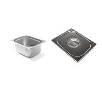 Hendi Bac Gastronorme, GN 1/2, résistance thermique -40 °C à 300 °C, utilisable dans des fours à convection, des chafing dishes, 9.5L, 325x265x(H) 150mm, inox 806838 Couvercle Gastronome