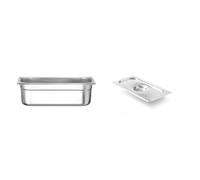 HENDI Bac Gastronorme, GN 1/3, résistance thermique -40 °C à 300 °C, utilisable dans des fours à convection, des réfrigérateurs, 4L, 325x176x100mm, inox & 806845 Couvercle Gastronome