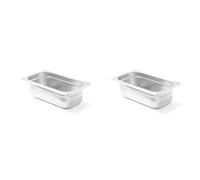 HENDI Bac Gastronorme, GN 1/3, résistance thermique -40 °C à 300 °C, utilisable dans des fours à convection, 4L, 325x176x100mm, inox & Bac Gastronorme, GN 1/3, 2.5L, 325x176x65mm, inox