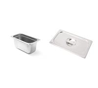 HENDI Bac Gastronorme, GN 1/3, résistance thermique -40 °C à 300 °C, utilisable dans des fours à convection, des réfrigérateurs, des bain-maries & Lacor 66903DZ Couvercle Bac 1/3 Inox