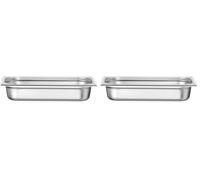 HENDI Bac Gastronorme, GN 1/3, résistance thermique -40 °C à 300 °C, utilisable dans des fours à convection, des réfrigérateurs, des bain-maries, 2.5L, 325x176x(H) 65mm, inox, Lot de 2