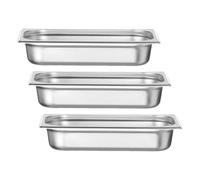 HENDI Bac Gastronorme, GN 1/3, résistance thermique -40 °C à 300 °C, utilisable dans des fours à convection, des réfrigérateurs, des bain-maries, 2.5L, 325x176x(H) 65mm, inox, Lot de 3