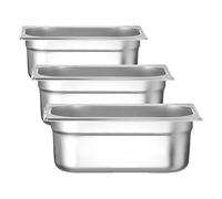 HENDI Bac Gastronorme, GN 1/4, résistance thermique -40 °C à 300 °C, utilisable dans des fours à convection, des réfrigérateurs, des bain-maries, des chafing dishes, 2.8L, 265x162(H)100mm, inox