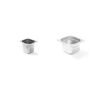 HENDI Bac Gastronorme, GN 1/6, résistance thermique -40 °C à 300 °C, 2.4L, 176x162x150mm, inox & Bac Gastronorme, GN 1/6, résistance thermique -40 °C à 300 °C, 1.6L, 176x162x100mm, inox