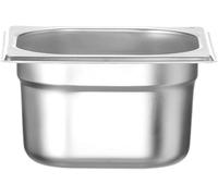 HENDI Bac Gastronorme, GN 1/6, résistance thermique -40 °C à 300 °C, utilisable dans des fours à convection, des réfrigérateurs, des bain-maries, des chafing dishes, 1.6L, 176x162x(H)100mm, inox