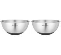 HENDI Bol à mélanger, 3L, saladier, bol multifonctionnel, bol alimentaire, avec base en caoutchouc antidérapante, ⌀265x(H) 125mm, acier inoxydable (Lot de 2)