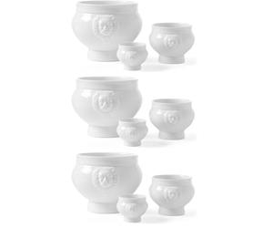 HENDI Bol, tasse, avec tête de lion, pour petit-déjeuner, soupes, céréales, desserts, fruits, convient au lave-vaisselle et micro-ondes, 0.5L, ø138x(H) 95mm, léger, porcelaine blanche (Lot de 3)