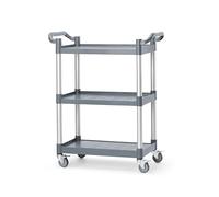Hendi Chariot de service Amerbox polypropylène, 3 étagères, 4 roulettes (2 avec frein)