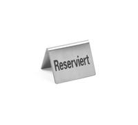 HENDI Chevalet de table double face Reserviert, 4 pcs, signalétique de table en allemand, 50x35x(H)40mm, acier inoxydable