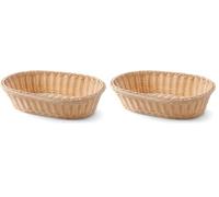 HENDI Corbeille à pain, ovale, panier, corbeille pour la présentation et le rangement du pain, porte pain, 380x270x(H) 90mm, polypropylène, acier inox (Lot de 2)