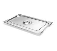 HENDI Couvercle Gastronorm GN 1/1, Budget Line, pour bacs avec poignées rétractables, avec poignée centrale et découpes latérales, résistance thermique -40 °C à 250 °C, 530x325mm, acier inoxydable