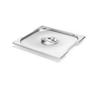HENDI Couvercle Gastronorm GN 2/3, Budget Line, pour bacs avec poignées rétractables, avec poignée centrale et découpes latérales, résistance thermique -40 °C à 250 °C, 354x325mm, acier inoxydable