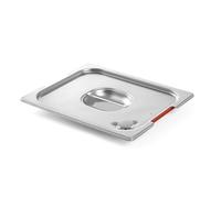 HENDI Couvercle hermétique GN 1/2 avec joint en silicone pour bac avec poignées rétractables, avec découpes latérales, empilable, résistant -40° à 300°C, 265x325mm, acier inoxydable