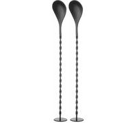 HENDI Cuillère à cocktail avec pilon, BarUp, cuillère de bar à melanger en spirale, agitateur torsadé pour barman ou usage domestique, 280x35mm, acier inoxydable avec revêtement en poudre noir
