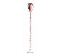 HENDI Cuillère à cocktail avec pilon, BarUp, cuillère de bar à melanger en spirale, agitateur torsadé pour barman ou usage domestique, 280x35mm, acier inoxydable plaqué cuivre