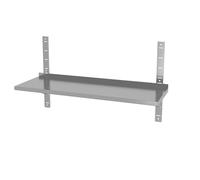 HENDI Étagère murale réglable et soudée pour cuisine, étagère individuelle démontable avec 2 supports de fixation pour montage mural, charge 25 kg/m², 1200x300x(H)600mm, inox