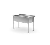 HENDI Evier de cuisine, simple, rectangulaire, profondeur: 300mm, soudée, pieds réglables, ouverture de ø30mm pour le robinet, évacuation de ø52 mm, évier industriel, 1000x700x(H)850mm, inox