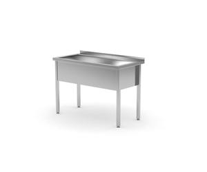 HENDI Evier de cuisine, simple, rectangulaire, profondeur: 300mm, soudée, pieds réglables, ouverture de ø30mm pour le robinet, évacuation de ø52 mm, évier industriel, 1000x700x(H)850mm, inox