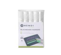 HENDI Feutres craie liquide pour ardoise, pointe biseautée 2-6 mm, lot de 5 blancs, effaçables avec chiffon humide, 97x23x(H) 142mm, polypropylène