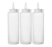 HENDI Flacon distributeur pour sauces et condiments, set de 3 bouteilles souples, 350ml, ⌀55x(H) 205mm, transparent, polyéthylène