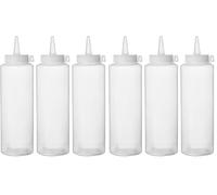 HENDI Flacon distributeur, set de 3 bouteilles à condiments et à sauces, réutilisable, recipient à presser, ketchup, moutarde, huiles, vinaigrettes, mousses, 0,7L, ø70x(H) 240mm, transparent, PE, PP