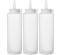 HENDI Flacons doseurs souples, lot de 3, 200ml, transparent | Corps en LDPE, bouchon doseur en polypropylène, chaque flacon ⌀50x(H)177mm