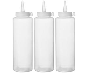 HENDI Flacons doseurs souples, lot de 3, 700ml, transparent | Corps en LDPE, bouchon doseur en polypropylène, chaque flacon ⌀70x(H)245mm