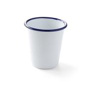 HENDI Gobelet en acier émaillé blanc, avec bord bleu, pour le petit déjeuner et boissons chaudes et froides, pour café, bière, whisky, pour camping, fête, extérieur, voyage, bar, 0,4L, ø90x(H) 120mm