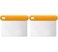 HENDI Grattoir à pâte, flexible, poignée en silicone, spatule à pizza, ustensile de cuisine multifonction, raclette/hachoir coupe pate boulangerie, pâtisserie, pizza, 130x95x(H)13mm, inox, orange