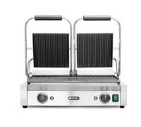HENDI Gril de contact - version double, modèle rainuré, rainuré en haut et en bas, 230V/3600W, 570x395x(H)510mm