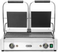 HENDI Gril de contact - version double, mi-lisse, mi-rôti, 230V/3600W, 575x430x(H)510mm