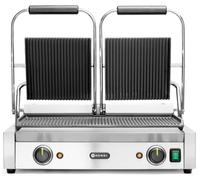 HENDI Gril de contact - version double, modèle rainuré, rainuré en haut et en bas, 230V/3600W, 570x395x(H)510mm