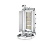 HENDI Grill vertical à gaz pour kebab, shawarma et gyro, barbecue rôtissoire multigrill machine rotatif à viande rôtie, 4 brûleurs, 12 kW, capacité: 80kg, 470x550x(H)1150mm, acier inoxydable