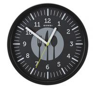HENDI Horloge murale, ronde, pile AA, mouvement quartz silencieux, horloge de cuisine, moderne, pour décorer la maison, le bureau, les restaurants, les bars, ⌀356x(H)45mm, HIPS, noir