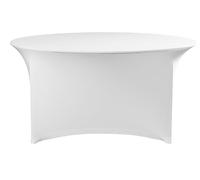 HENDI Housse de table ronde, nappe ou couverture élastique pour banquets, buffets et événements, lavable et réutilisable, ø1800x(H)760mm, jersey uni, blanc, polyester/élasthanne