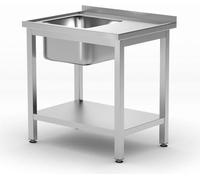 HENDI lavabo avec tablette - vissé, profondeur 600 mm, Kitchen Line, côté droit, 800x600x(H)850mm