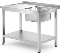 HENDI Lavabo avec tablette - vissé, profondeur 700 mm, Kitchen Line, Droit, 1000x700x(H)850mm