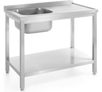 HENDI lavabo avec tablette - vissé, profondeur 700 mm, Kitchen Line, gauche, 1000x700x(H)850mm