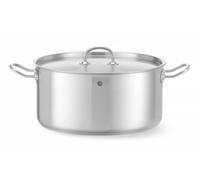 HENDI Marmite, basse, couvercle avec trous de vapeur, pot de cuisson, casserole, braisière, faitout, convient à toutes les sources de chaleur, lavable au lave-vaisselle, 12L, ø320x(H)150mm, inox