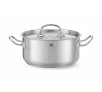 HENDI Marmite, basse, couvercle avec trous de vapeur, pot de cuisson, casserole, braisière, faitout, convient à toutes les sources de chaleur, lavable au lave-vaisselle, 2.9L, ø200x(H)95mm, inox