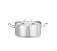HENDI Marmite, basse, couvercle avec trous de vapeur, pot de cuisson, casserole, braisière, faitout, convient à toutes les sources de chaleur, lavable au lave-vaisselle, 4.8L, ø240x(H)105mm, inox