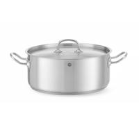 HENDI Marmite, basse, couvercle avec trous de vapeur, pot de cuisson, casserole, braisière, faitout, convient à toutes les sources de chaleur, lavable au lave-vaisselle, 7.3L, ø280x(H)120mm, inox