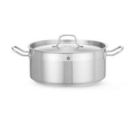 HENDI Marmite, basse, couvercle avec trous de vapeur, pot de cuisson, casserole, braisière, faitout, convient à toutes les sources de chaleur, lavable au lave-vaisselle, 7.5L, ø280x(H)120mm, inox