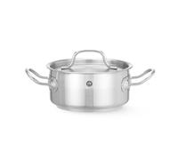 HENDI Marmite, basse, couvercle avec trous de vapeur, pot de cuisson, casserole, braisière, faitout, convient à toutes les sources de chaleur, lavable au lave-vaisselle, 1.5L, ø160x(H)75mm, inox